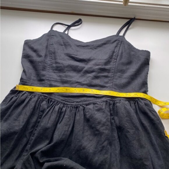 Aerie 2023 Love Of Linen Blend Mini Dress Woman Large Black Pockets Smocking - Picture 14 of 16